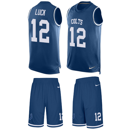 Men's Limited Andrew Luck Nike Jersey Royal Blue - #12 Tank Top Suit NFL Indianapolis Colts